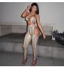 Full Female Body Suit Collage Pants Casual Outfit Tank Top With High Waist Pants Womens Clothing 2 Piece Set Women