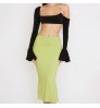 Source Factory Oem Women Clothing Lime Crystal Strap Midi Skirt