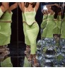 Source Factory Oem Women Clothing Lime Crystal Strap Midi Skirt