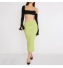 Source Factory Oem Women Clothing Lime Crystal Strap Midi Skirt