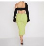 Source Factory Oem Women Clothing Lime Crystal Strap Midi Skirt