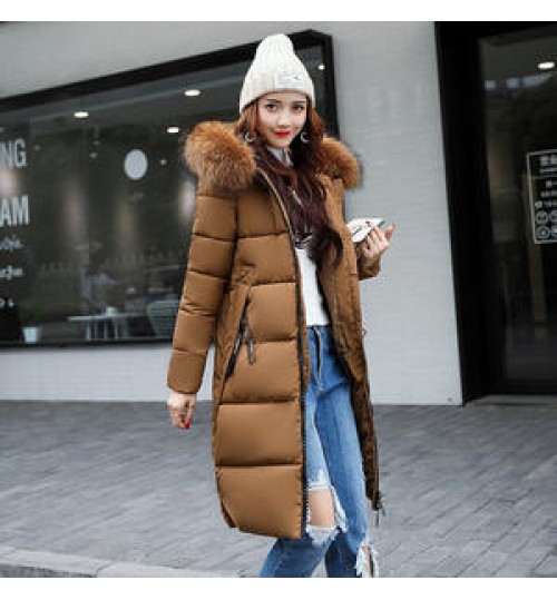 2021 New Women Winter puffer jacket ladies warm hooded cotton-padded coat women slim zipper Parkas women Long Down Jacket