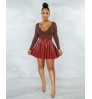 Sexy Solid Color PU Leather Swing Women's Skirts Mini Skirts
