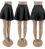 Sexy Solid Color PU Leather Swing Women's Skirts Mini Skirts