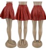 Sexy Solid Color PU Leather Swing Women's Skirts Mini Skirts