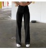 2022 new solid color jeans loose high waist straight pants women's casual trousers