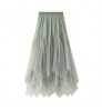 Spring and autumn women's lace irregular solid high waist pleated A-line skirt