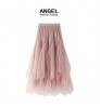 Spring and autumn women's lace irregular solid high waist pleated A-line skirt