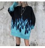 Hip-hop Style New Trend Sweater Couple Pullover Knit Female Flame Jacquard Women's Sweater Top Loose Men's Sweater