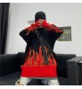 Hip-hop Style New Trend Sweater Couple Pullover Knit Female Flame Jacquard Women's Sweater Top Loose Men's Sweater