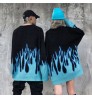Hip-hop Style New Trend Sweater Couple Pullover Knit Female Flame Jacquard Women's Sweater Top Loose Men's Sweater