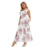 Women's Summer Elegant Crew Neck Sleeveless Dress Pink Floral Chiffon Printed Casual Long Pleated Chiffon Dresses