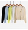 Summer Wholesale Long-Sleeved Thin Coat Ice Silk Knitted V-Neck Women's Sweater Cardigan