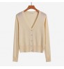 Summer Wholesale Long-Sleeved Thin Coat Ice Silk Knitted V-Neck Women's Sweater Cardigan