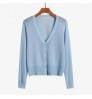 Summer Wholesale Long-Sleeved Thin Coat Ice Silk Knitted V-Neck Women's Sweater Cardigan