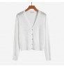 Summer Wholesale Long-Sleeved Thin Coat Ice Silk Knitted V-Neck Women's Sweater Cardigan