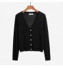 Summer Wholesale Long-Sleeved Thin Coat Ice Silk Knitted V-Neck Women's Sweater Cardigan