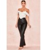 Wholesale Ladies PU Trousers Fall Winter Fashion Clothing High Waist Thick Solid Black Leather Pants Women
