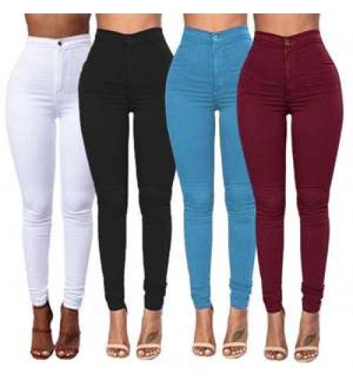 Hot Sale Women'S Skinny Pants Candy Color Slim Stretch Legs Basic Casual Women Pants Women's High Waist Jeans