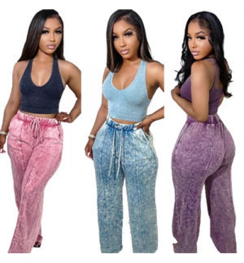 2022 Fall Hot Girl Bell Bottom Women Pants Tie Dye Wide Leg Pants Ladies Flared Pants
