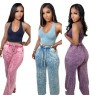 2022 Fall Hot Girl Bell Bottom Women Pants Tie Dye Wide Leg Pants Ladies Flared Pants