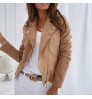 Autumn Winter New Long Sleeve Cowboy Wind Handsome Jacket Women Vintage Brown Color Slim Boyfriend Style Suede Jacket Coat