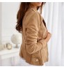 Autumn Winter New Long Sleeve Cowboy Wind Handsome Jacket Women Vintage Brown Color Slim Boyfriend Style Suede Jacket Coat