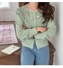 AOPU Embroidery sweater loose heavy hand-made vintage floral embroidered knitted sweater women cardigan sweaters