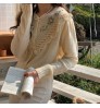 AOPU Embroidery sweater loose heavy hand-made vintage floral embroidered knitted sweater women cardigan sweaters