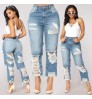 New High Waist Boyfriend's Mom Jeans Ripped Style Big Hole Women's Ladies Trousers Jeans Pantalones Jean De Mujer