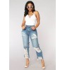 New High Waist Boyfriend's Mom Jeans Ripped Style Big Hole Women's Ladies Trousers Jeans Pantalones Jean De Mujer