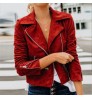 Autumn and winter new style European and American women's lapel diagonal multiple zippers short long sleeve commuter slim jacket