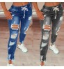 2022 New Wholesale High Waist Jeans Women's Pants, Lace Up Skinny Stretch Skinny Pants Ripped Women's Jeans