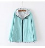 Women's Jacket Spring Summer Pocket Zipper Hooded Two Side Wear Outwear Coat Loose Plus Size Windbreaker Jackets Famale