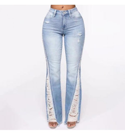 Wholesale Slim Fit Pants Slim Stretch High Waist Fringe Ladies Denim Jeans Femme Pants Skinny Ripped Women'S Jeans