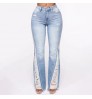 Wholesale Slim Fit Pants Slim Stretch High Waist Fringe Ladies Denim Jeans Femme Pants Skinny Ripped Women'S Jeans