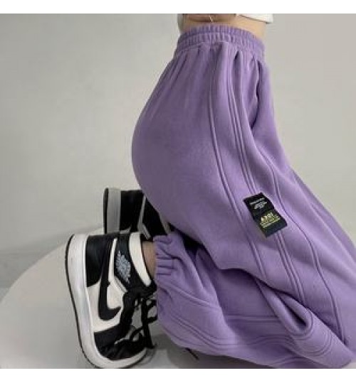 Hip hop fried Street sweatpants women's autumn and winter Plush 2022 new high waist loose casual Leggings women's jogging pants