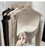 2022 New Fashion Women Winter Sweater Korean Solid Color off-the-shoulder long-sleeve top base shirt Sweater