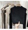 2022 New Fashion Women Winter Sweater Korean Solid Color off-the-shoulder long-sleeve top base shirt Sweater