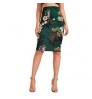 Women's Bodycon Pencil Skirt With Floral Color Hip-wrapped