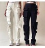 Street Style Pockets Pant Women High Waist Fashion Straight Leg Cargo Pant Custom