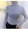 Wholesale White Slim Fit Pullover Polyester Striped Long Sleeve Blank Turtleneck Sweater Winter Women Sweater Tops