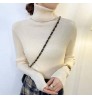 Wholesale White Slim Fit Pullover Polyester Striped Long Sleeve Blank Turtleneck Sweater Winter Women Sweater Tops