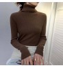 Wholesale White Slim Fit Pullover Polyester Striped Long Sleeve Blank Turtleneck Sweater Winter Women Sweater Tops