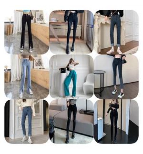 Blue women's jeans slim slim high waist casual sexy women's pencil pants