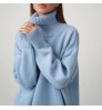2022 Winter Custom Design LOGO Solid Color Turtleneck Casual Knit Long Sleeve Solid Color Oversized Pullover Women's Sweater