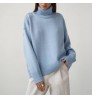 2022 Winter Custom Design LOGO Solid Color Turtleneck Casual Knit Long Sleeve Solid Color Oversized Pullover Women's Sweater