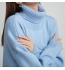 2022 Winter Custom Design LOGO Solid Color Turtleneck Casual Knit Long Sleeve Solid Color Oversized Pullover Women's Sweater