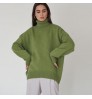 2022 Winter Custom Design LOGO Solid Color Turtleneck Casual Knit Long Sleeve Solid Color Oversized Pullover Women's Sweater