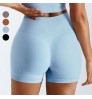 Custom LOGO Matching Nylon Yoga Workout Short Tights Ribbed Seamless Gym Biker Women's Shorts